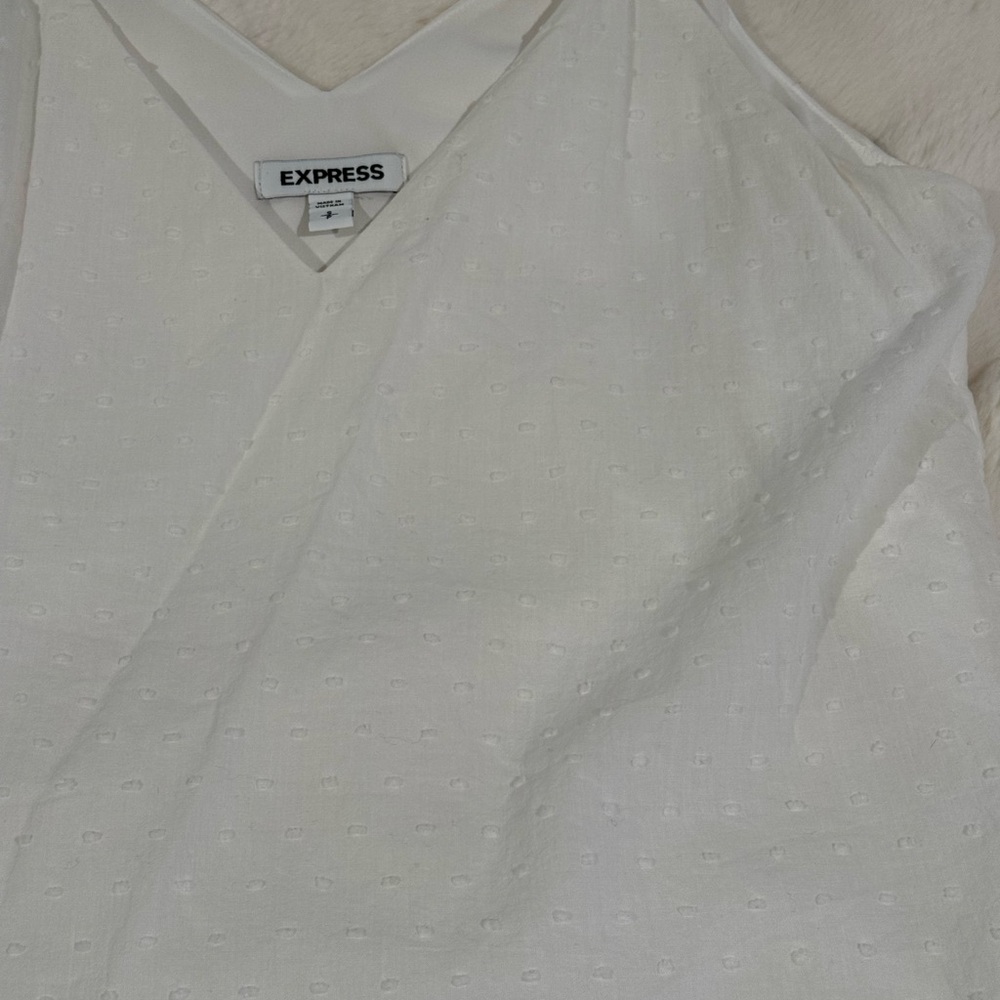 Express White Textured Sleeveless Top